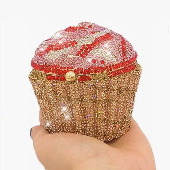 NWT Sparkling Bling Swarovski Crystal Rhinestone Cupcake Clutch Purse + …